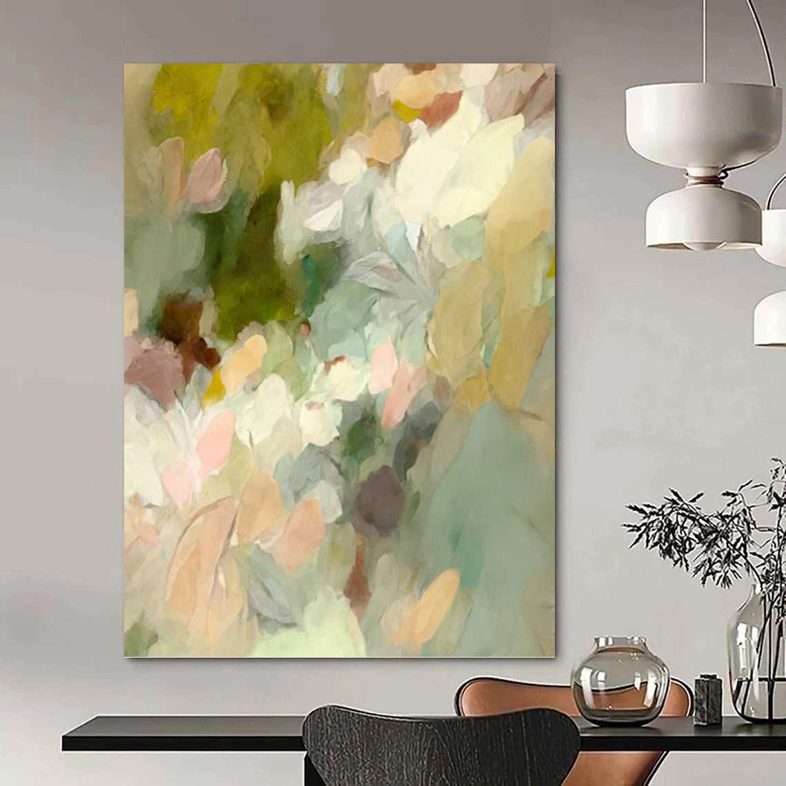 floral wall art in green